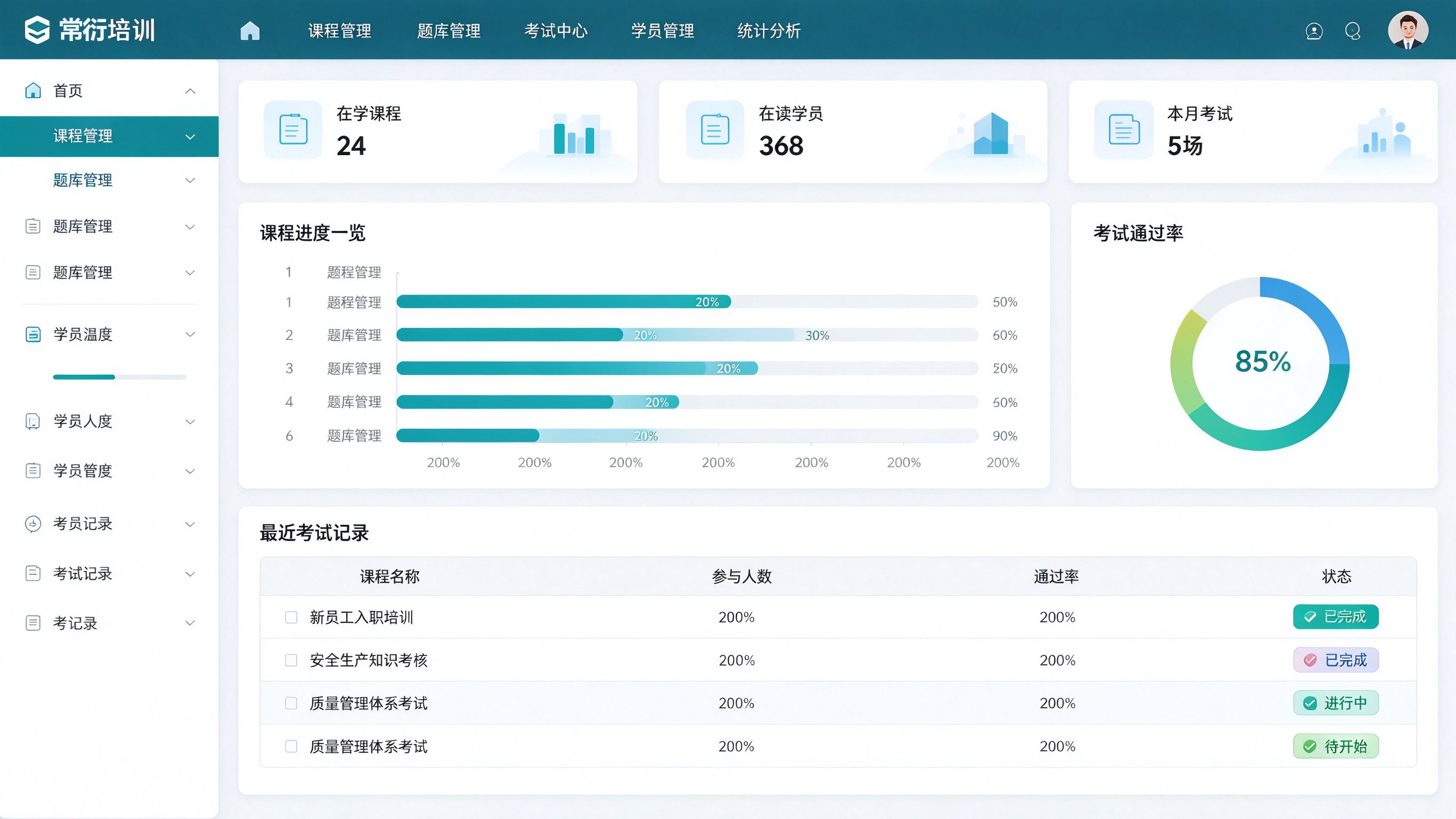 培训学习平台界面示意
